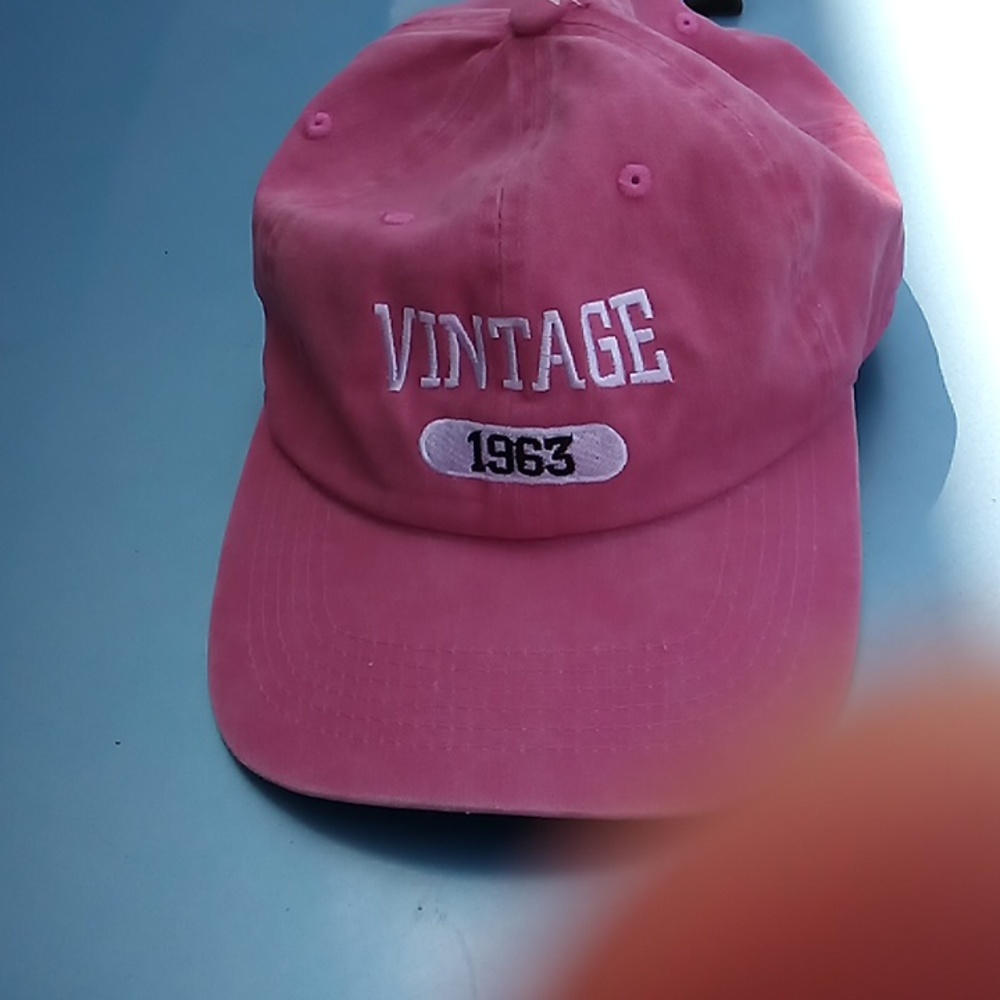 Vintage 1963 aged to perfection hat cap adjustable back Pink birthday gift unise